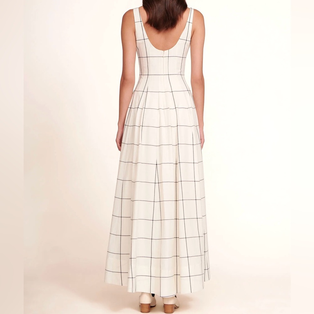 🌺🎉HP🎉🌺 NWOT Staud Wells Maxi Dress Ivory Plaid - Picture 9 of 16